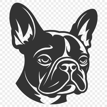 A vector illustration of a French Bulldog's head, suitable for use in design projects.