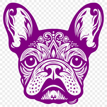 A detailed illustration of a French Bulldog's head, designed as vector art for various uses.