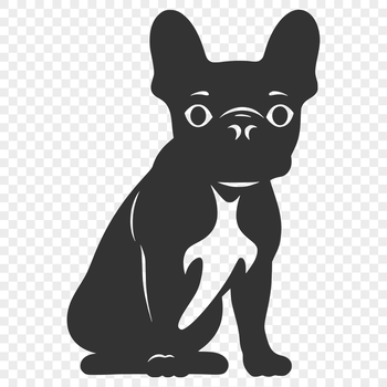 An SVG vector design featuring a detailed portrait of a French Bulldog from head to paw.