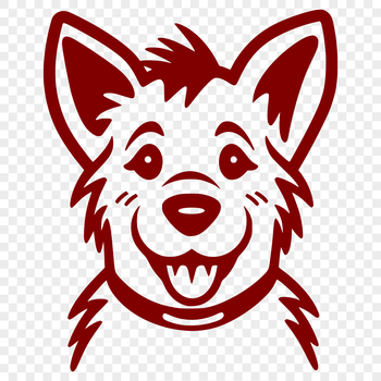 A vector illustration of a typical German Shepherd dog with its distinctive head features and coat pattern.