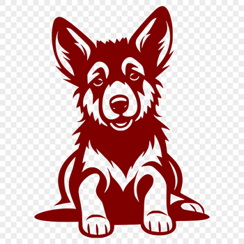 An SVG vector graphic representation of a German Shepherd from the front, including its fur and facial features.