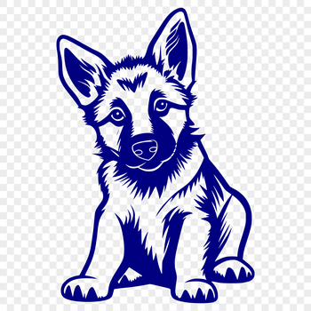 A full-body illustration of a German shepherd dog sitting, suitable for vector art designs.