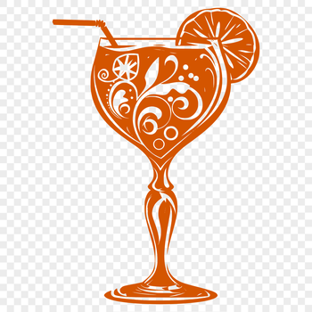 A glass filled with a colorful cocktail, perfect for vector design and print.