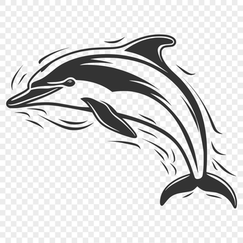 A detailed illustration of a dolphin's full body from the front.
