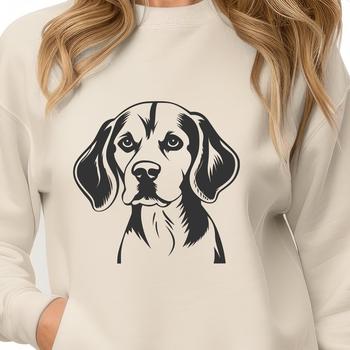 A detailed illustration of a Beagle's head, created as vector art.