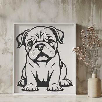 A sitting bulldog with a full body depiction, suitable for various uses including clip art.