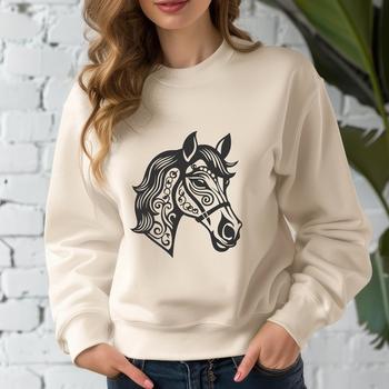 A detailed illustration of a horse with bold lines and flat colors, suitable for digital design and cutting machine projects.