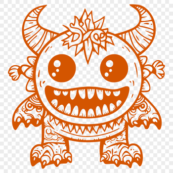 A friendly monster design suitable for Halloween decorations, available in vector format.