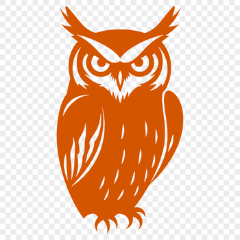 A detailed illustration of a perched owl, showcasing its full body and feathers in a realistic style.