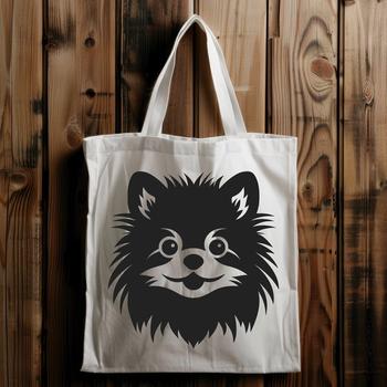 A close-up illustration of a Pomeranian's head, created as vector art for digital designs.