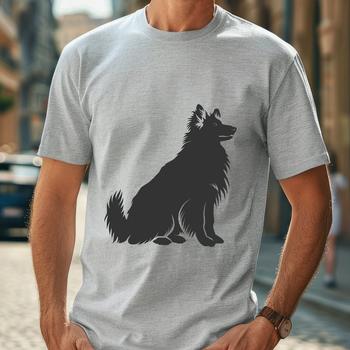A detailed illustration of a seated Shetland sheepdog, depicted in vector format.