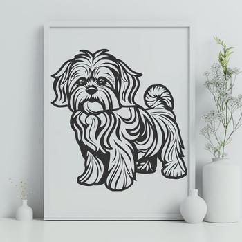 A detailed illustration of a standing Shih Tzu dog from the front, suitable as a vector design.