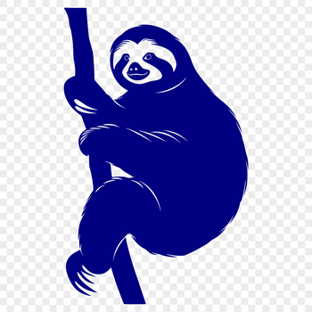 A high-quality, full-body illustration of a sloth in a neutral color palette.