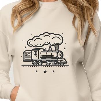 A stylized illustration of a train, suitable for use in vector graphics and design projects.