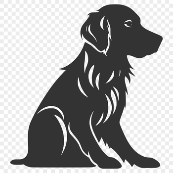 Close-up illustration of a full-bodied Golden Retriever in a sitting position.