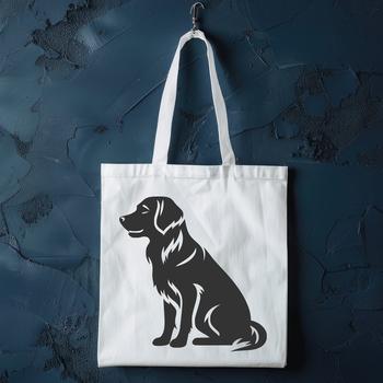 A golden-colored dog sitting in a relaxed pose, suitable for personal or commercial design projects.