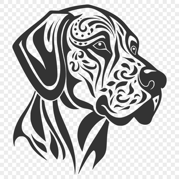 A detailed illustration of a large breed dog's head, suitable for various design projects.