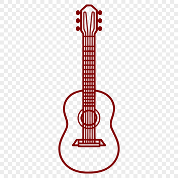 A simple line drawing of a guitar, suitable for music-themed designs and projects.