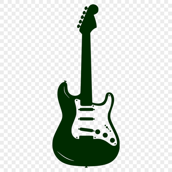 A detailed illustration of a guitar with clean lines and precise shapes.
