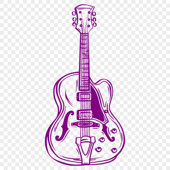 Guitar clip art design created using vector graphics for digital printing.