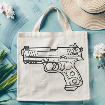 An SVG design of a pistol for crafting and design projects.