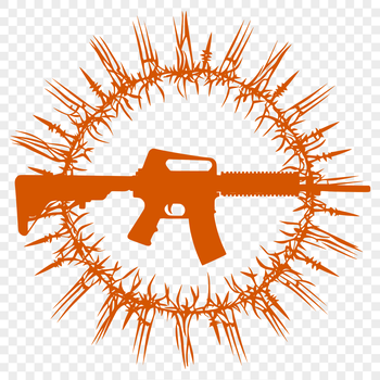 Illustrated rifle design with thorns, suitable for vector graphics and cutting machine applications.