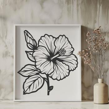 A single Hibiscus flower in bloom on a green stem, suitable for vector graphics.