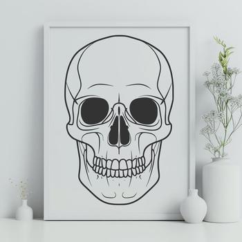 A detailed illustration of a skull, suitable for tattoo design and commercial or personal use.