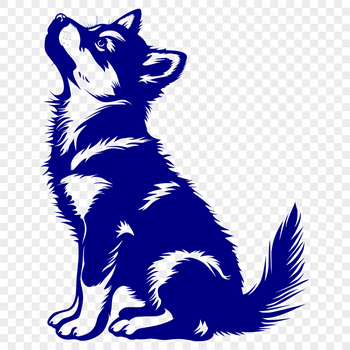A full-body illustration of a sitting Husky dog breed in vector format.