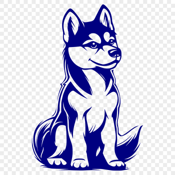 A detailed illustration of a sitting Husky dog in full body pose.