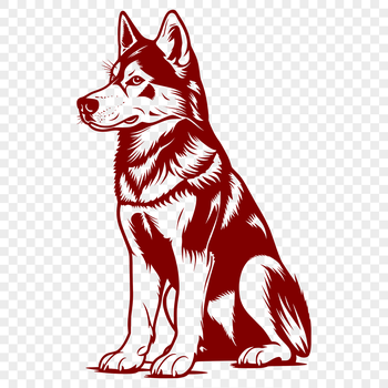 An SVG vector art design featuring a sitting husky animal in profile.
