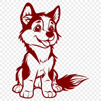 A full-body illustration of a sitting husky dog in vector format.