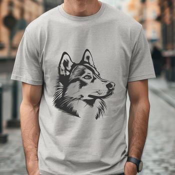 A realistic illustration of a Siberian Husky's head, suitable for vector art and graphic design projects.