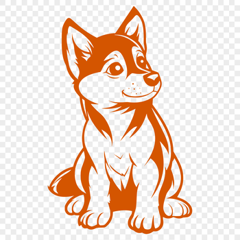 Close-up illustration of a sitting Siberian Husky dog in profile.
