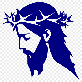 Portrait illustration of Jesus' head in a simple, vector style.