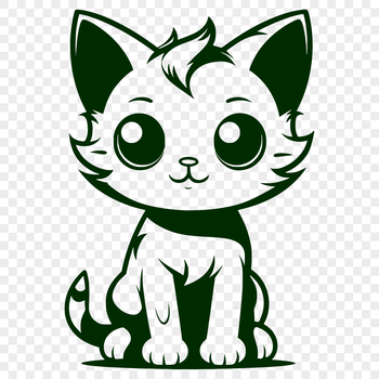A stylized illustration of a sitting cat in full body view, suitable for vector art and commercial or personal use.