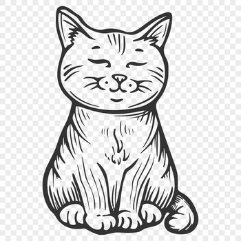 A small cat sitting on the ground with its front paws folded under its body, suitable for vector art designs.