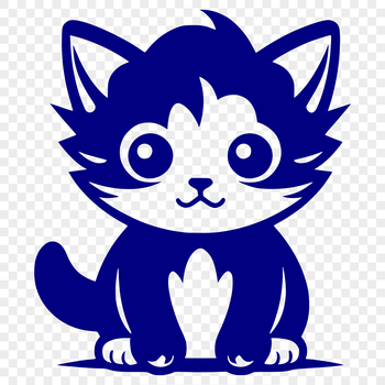 A full-body illustration of a sitting kitten with a simple design.
