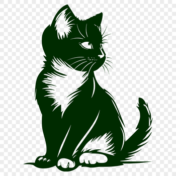 A cute kitten sitting in a full-body pose, ideal for use as a vector graphic design element.