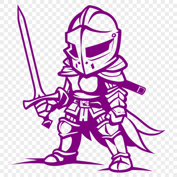 A detailed illustration of a full-body medieval knight in fantasy attire.
