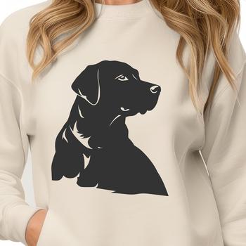 A digital illustration of a friendly Labrador Retriever dog breed in a vector format.