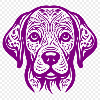 A detailed illustration of a Labrador Retriever's head with ornate details.