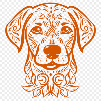 A detailed illustration of a Labrador Retriever's head, rendered in high-resolution vector format.