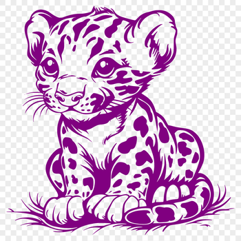 A detailed illustration of a sitting ocelot from the front, showcasing its distinctive markings and fur texture.