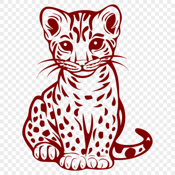 A sitting big cat with a wild appearance.