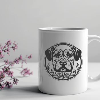A realistic depiction of a Boxer dog's head, suitable for vector art designs.
