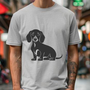 An SVG vector design featuring a cute sitting dachshund animal.