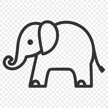 An African elephant in silhouette with a bold outline, suitable for cutting machine stencils.