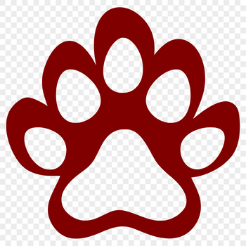 Close-up illustration of a pair of animal paw prints in various styles and colors.