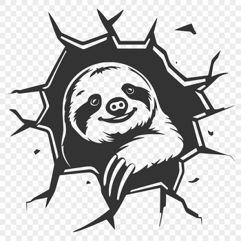 A slow-moving sloth with a gentle expression, depicted in vector format.